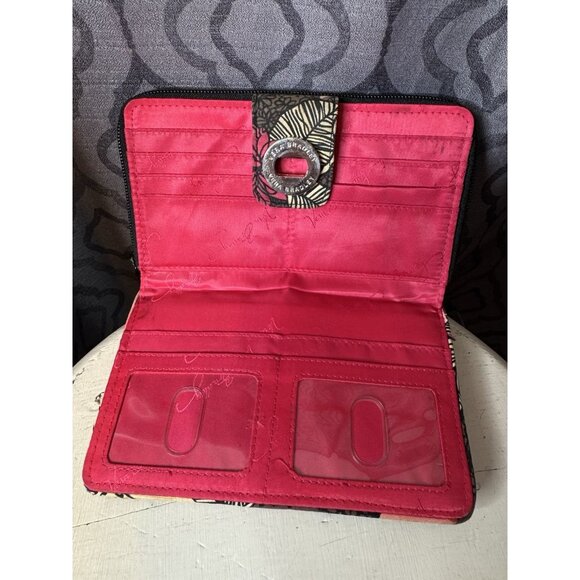 Vera Bradley retired Mocha Rouge floral print turnlock wallet Pink Brown - Picture 3 of 7